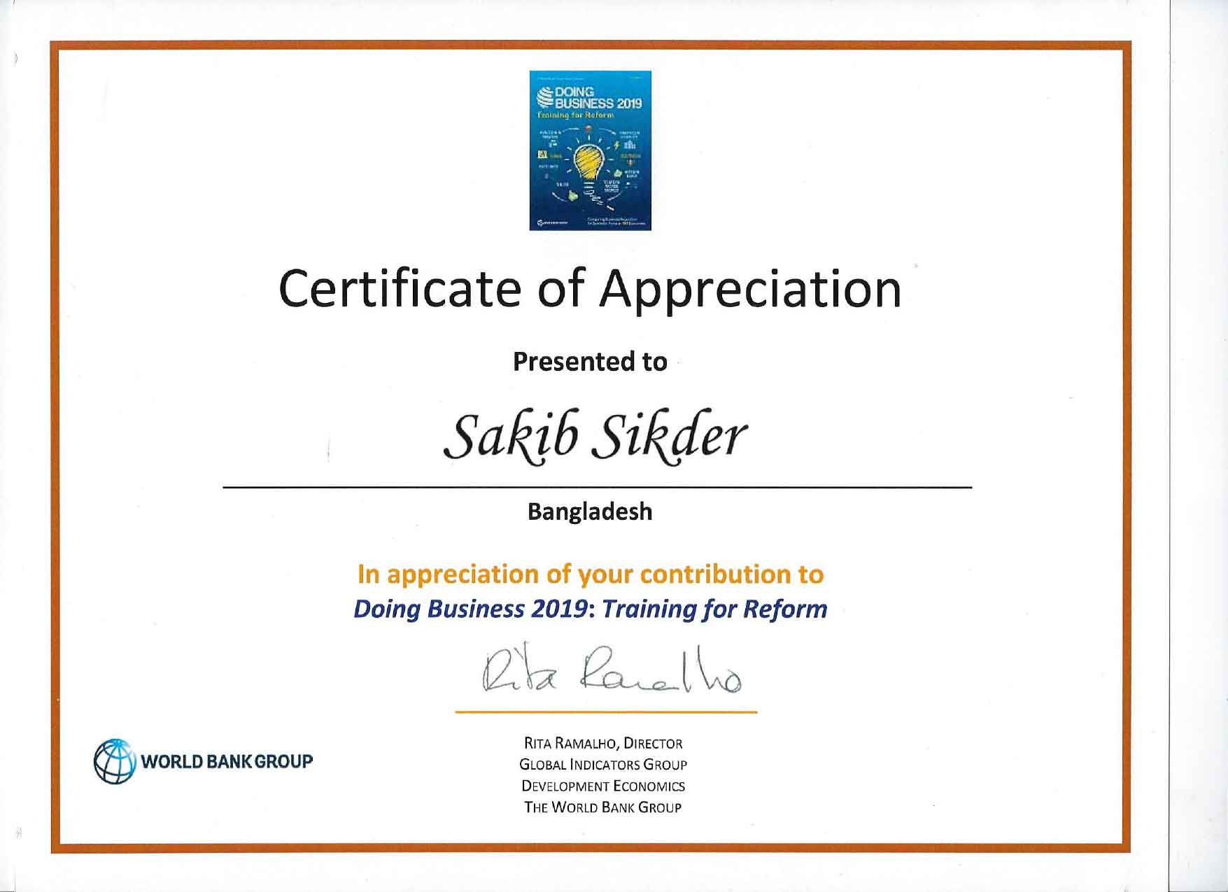 World Bank certificate 2019